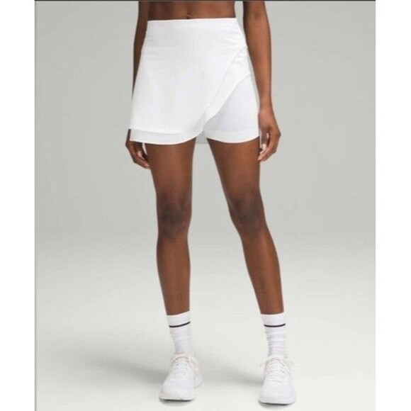 Lululemon Dresses & Skirts - Lululemon Asymmetrical Layered High Rise Skort size 8 White Tennis Pickleball